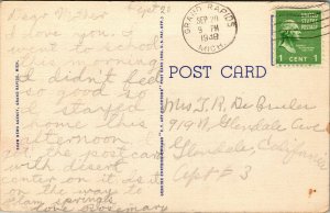Vtg 1940s Michigan Soldiers Home Grand Rapids Michigan MI Linen Postcard