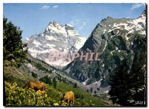 Modern Postcard In Alpages Alps Monviso