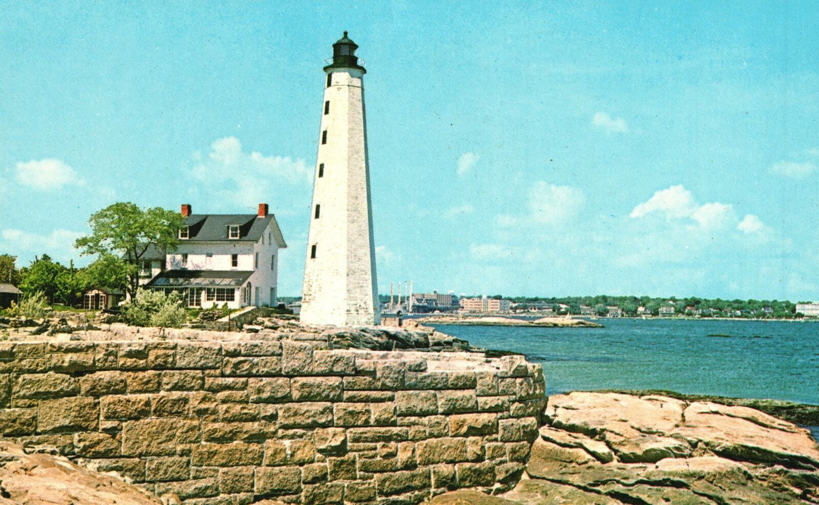 Vintage Postcard The Lighthouse Mouth Of The Thames River New London