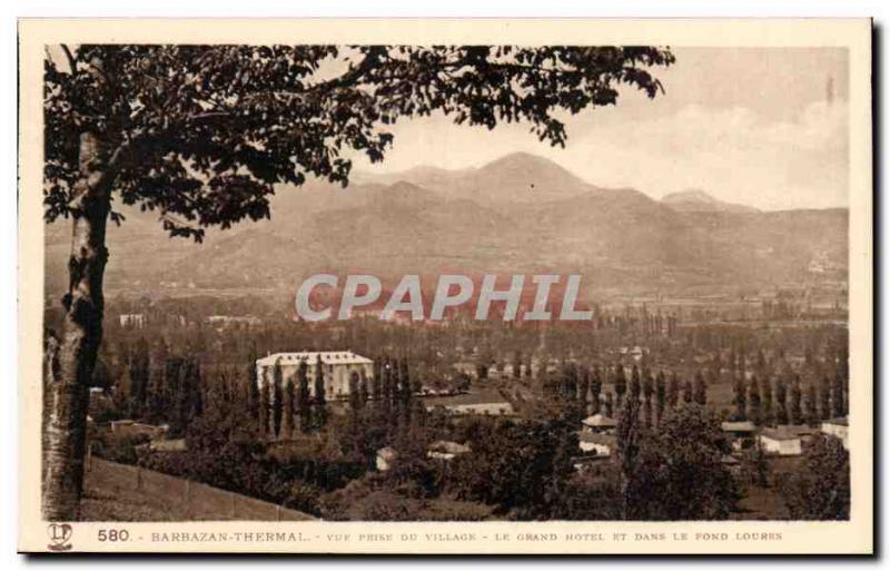 Postcard Old Barbazan spa village taking View The grand hotel and the bottom ...