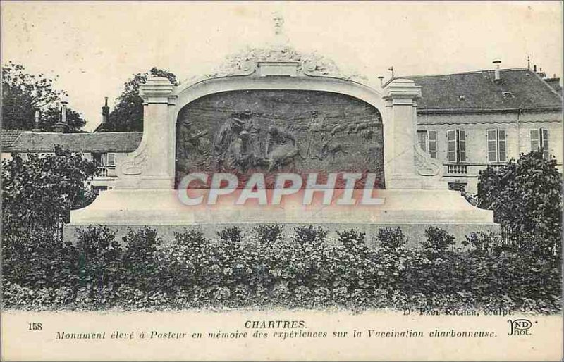 Postcard Old Chartres high Monument in Memory of Pastor Experiences