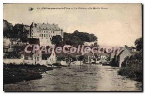 Postcard Old CHATEAUNEUF-SUR-CHER the castle and the mill Boat