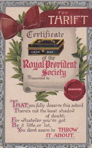 Humour Thrift Certificate Of The Royal Provident Society