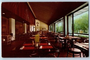 1960 Chicago Illinois Postcard Lion Room Brookfield Zoo's Safari Lodge Picnic