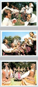 3 Postcards MOSCOW, RUSSIA ~ Folk Music LITHUANAIAN FOLK DANCERS 4x6 - 1979