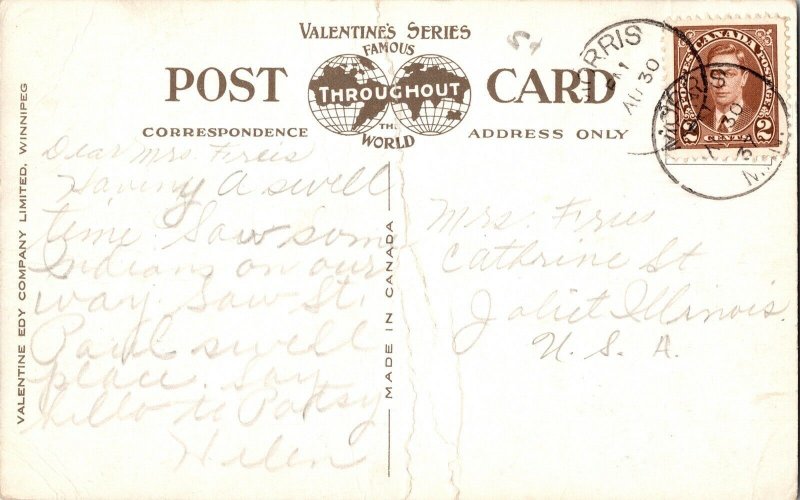 Boniface Cathedral Church Yard St Manitoba Valentine Postcard 2c Stamp WOB PM 