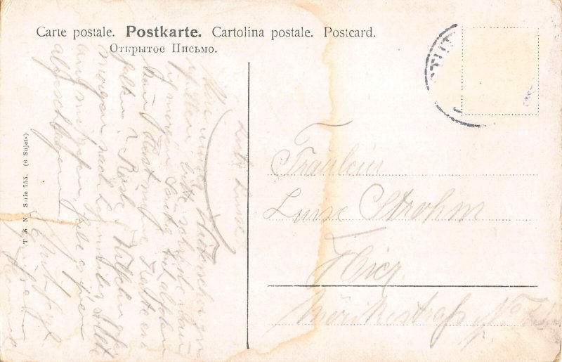 A196 Landscape Deer Cliff Forest Mountain River vintage postcard