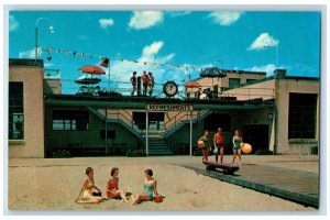 c1940s Beachhouse & Sun Deck Hampton Beach State Park New Hampshire NH Postcard 