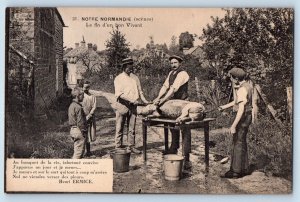 1910 Normandy France Vintage Postcard Scene End Good Living Person Henri Ermice