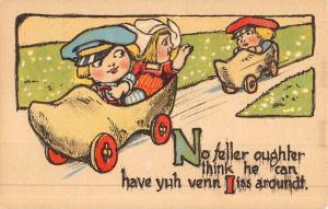 Group Of 6 Dutch Children Clog Car Greeting Antique Postcards K50421