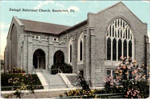 Souderton, PA Pennsylvania  ZWINGLI REFORMED CHURCH  ca1910's Religion Postcard