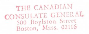 VINTAGE GOVERNMENT STATIONERY THE CANADIAN CONSULATE GENERAL AT BOSTON MASS 1985