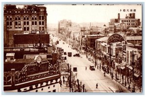 Tokyo Japan Postcard Ginza Street Aerial View Business Center c1940's