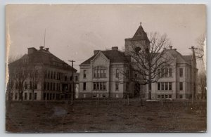 Omro WI Wisconsin RPPC Old High School & Manual Training 1910 Photo Postcard Q27