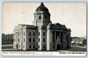 Bloomington Indiana IN Postcard Monroe County Court House Building 1910 Unposted