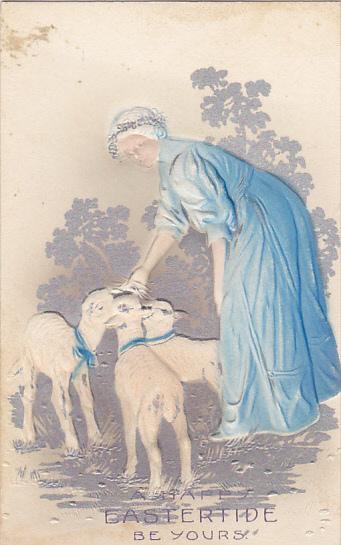 Easter Beautiful Woman and Lamb