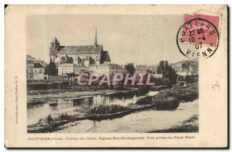 Old Postcard Vallee Clain Poitiers Eglise Ste Radegonde Vue Prize du Pont Neuf