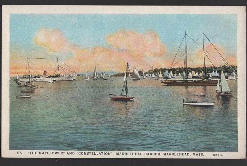 Massachusetts MARBLEHEAD HARBOR The Mayflower and Constelltation ~ WB