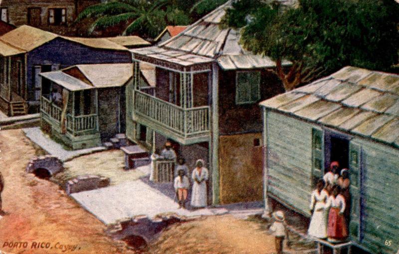 Cayey Puerto Rico, Woman's World View of Village Vintage Postcard G04 