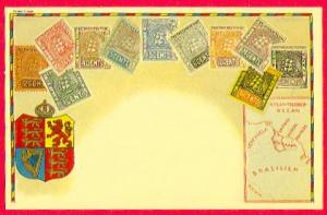 BRITISH GUIANA; Philatelic Postcard ; Stamps, Crest & Map