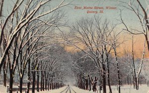 c.'20, East Maine Street, Winter, Message, Quincy, IL,Old Post Card