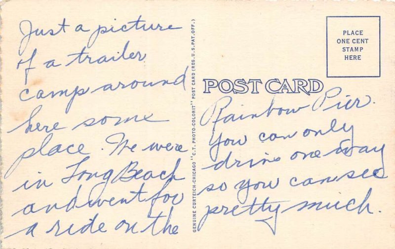 Long Beach California Westland Trailer City Multi-View Linen Card PC U2096 