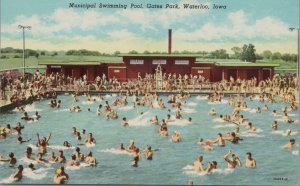 Postcard Municipal Swimming Pool Gates Park Waterloo Iowa IA