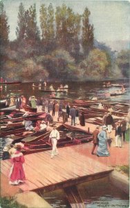 Postcard Embarking Famous Regatta Henley Tuck & Sons 23-864