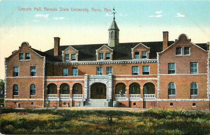 c1907 Chromograph Postcard; Lincoln Hall, Nevada State University, Reno NV