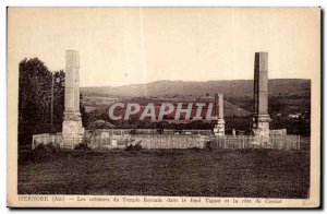 Old Postcard Izernore Ain Columns of Roman temple in the background and Tigna...