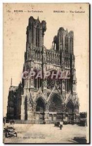 Old Postcard Reims cathedral