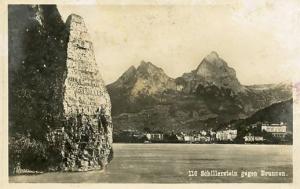 Switzerland - Brunnen, Schillerstein gegen Brunnen, Lake Uri    *RPPC