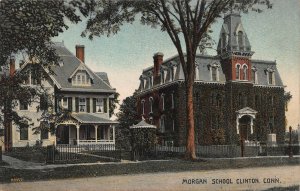 Morgan School, Clinton, Connecticut, Early Postcard, Used in 1910