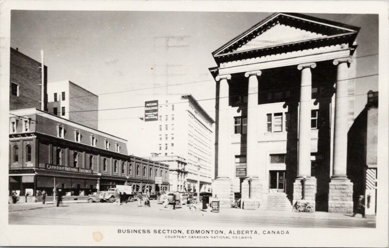 Business Section Edmonton Alberta Imperial Bank 1944 CNR Real Photo Postcard H10