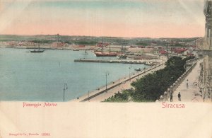 Siracusa Sicily Italy-Passeggio Adorno-1900s Tinted Photo Postcard
