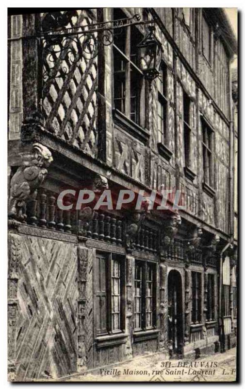 Old Postcard Beauvais Old House Rue Saint Laurent