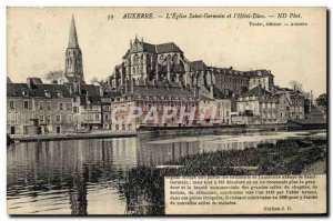 Old Postcard Auxerre L & # 39Eglise Saint Germain And God & # 39Hotel