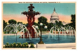 Postcard Washington DC -The Bartholdi Fountain and Capitol