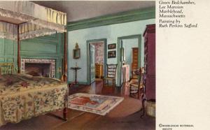 MA - Marblehead, Lee Mansion Green Bedchamber (Painting By Ruth Perkins Safford)
