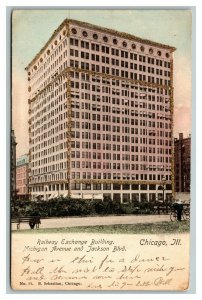 Vintage 1905 Postcard Railway Exchange Building Michigan Ave Chicago Illinois
