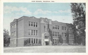 WAUPACA, WI Wisconsin    HIGH SCHOOL   1938 Kropp Linen  Postcard