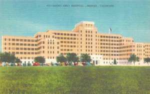 DENVER, Colorado CO  FITZSIMONS ARMY HOSPITAL  Military  ca1940's Linen Postcard