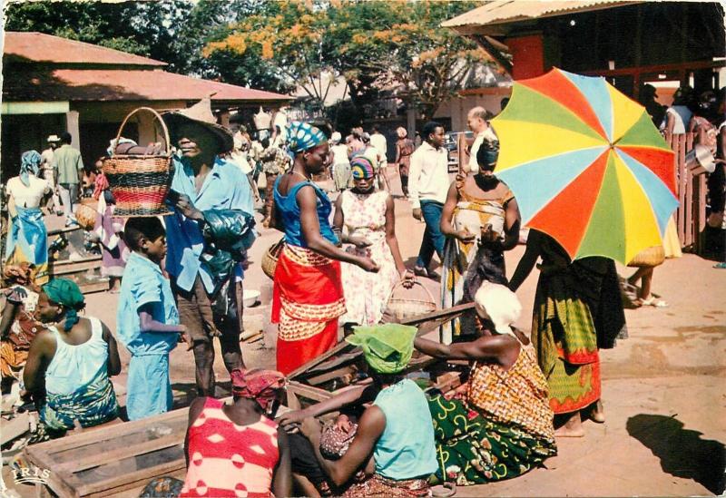 African market scene postcard