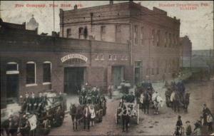 Pine Bluff AR Fire Station & Street Scene c1910 Postcard
