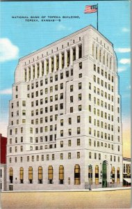 National Bank of Topeka Building, Topeka KS Vintage Linen Postcard C14