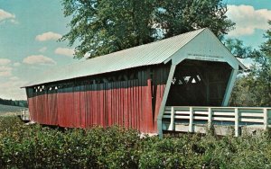 VINTAGE POSTCARD IMES COVERED BRIDGE WINTERSET IOWA