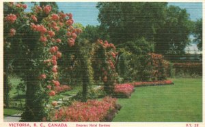 Vintage Postcard Empress Hotel Gardens Flower Arch Victoria B. C. Canada