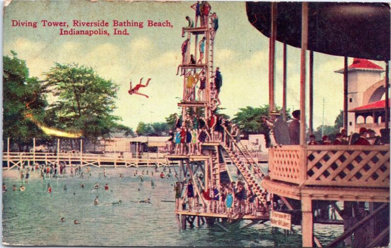 Riverside Bathing Beach Diving Tower Indianapolis Indiana - platform high dive