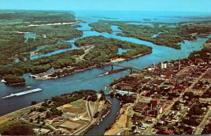 Wisconsin La Crosse Aerial View Of The City and Mississippi River