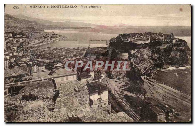Old Postcard Monaco Monte Carlo General view